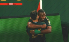 Juan Mosquera finds the back of the net to give Portland a 1-0 lead over San Jose