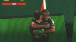 Juan Mosquera finds the back of the net to give Portland a 1-0 lead over San Jose
