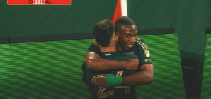 Juan Mosquera finds the back of the net to give Portland a 1-0 lead over San Jose