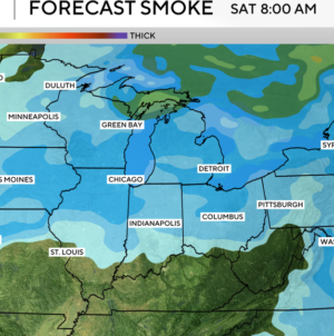 Maps show U.S. air quality and Canada wildfire smoke forecast