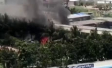 Military fighter jet crashes into school building
