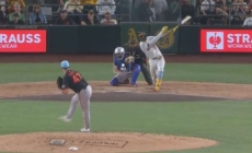 Athletics’ Denzel Clarke hits 471-foot two-run homer vs. Giants