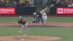 Athletics’ Denzel Clarke hits 471-foot two-run homer vs. Giants