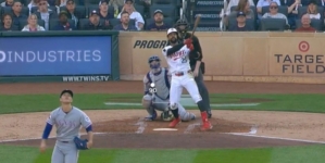 Twins’ Byron Buxton hits a 479-foot three-run homer vs. Rangers