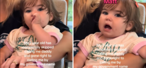Baby girl wants attention—decides to call dad by his ‘full government name’