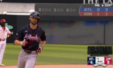 Eli White belts his second homer of the game, lifting Braves to a 4-2 advantage over Reds