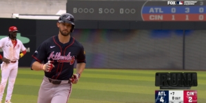 Eli White belts his second homer of the game, lifting Braves to a 4-2 advantage over Reds