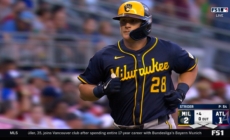 Andrew Vaughn hits HR to center field giving Brewers a 2-1 lead over Braves