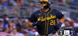 Andrew Vaughn hits HR to center field giving Brewers a 2-1 lead over Braves
