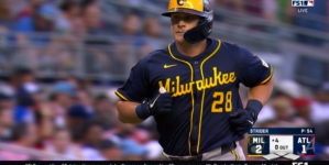 Andrew Vaughn hits HR to center field giving Brewers a 2-1 lead over Braves