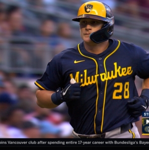 Andrew Vaughn hits HR to center field giving Brewers a 2-1 lead over Braves