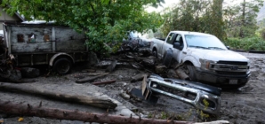 ‘The guy barely hung on when the the mud came through.’ Rain, mudslides batter SoCal mountain towns.