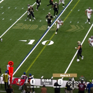 Buccaneers’ Anthony Nelson makes interception, trucks Saints’ Spencer Rattler, and scores touchdown