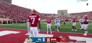 Fernando Mendoza finds Elijah Sarratt for a TD to put Indiana up 21-0 over UCLA