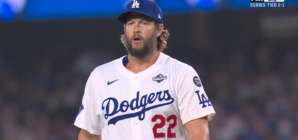 Dodgers' Clayton Kershaw records out in extra innings with bases loaded two outs to keep game tied against Blue Jays
