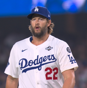 Dodgers' Clayton Kershaw records out in extra innings with bases loaded two outs to keep game tied against Blue Jays