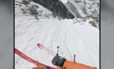 U.S. extreme skier Jim Morrison skis down Mount Everest