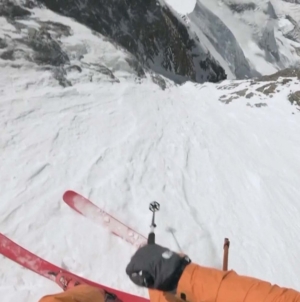 U.S. extreme skier Jim Morrison skis down Mount Everest
