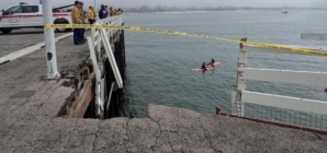 Driver dies, dog survives after vehicle goes over side of Santa Cruz Wharf in high surf