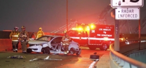 Wrong-way driver reportedly slams into car on L.A. bridge