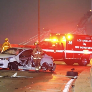 Wrong-way driver reportedly slams into car on L.A. bridge
