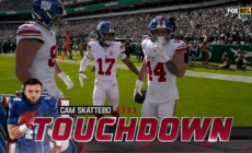 Giants' Jaxson Dart connects with Cam Skattebo for 18-yard TD, tying game vs. Eagles | NFL Highlights