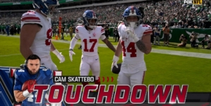 Giants' Jaxson Dart connects with Cam Skattebo for 18-yard TD, tying game vs. Eagles | NFL Highlights