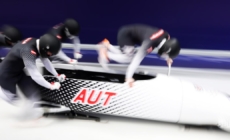 The Austrian bobsled team crashes at the Winter Games