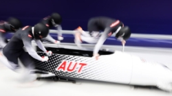 The Austrian bobsled team crashes at the Winter Games
