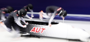 The Austrian bobsled team crashes at the Winter Games