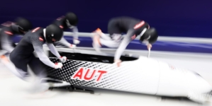 The Austrian bobsled team crashes at the Winter Games