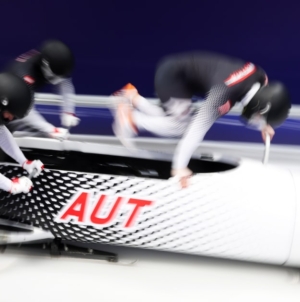 The Austrian bobsled team crashes at the Winter Games