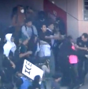 Federal agent injured in clash with protesters in Downtown L.A. during student walkout