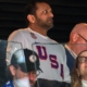 FBI Director Kash Patel is seen celebrating with the U.S. men’s hockey team