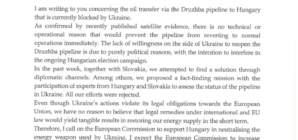 Prime Minister Demands EU Action on Ukrainian Oil Blackmail from Ursula von der Leyen