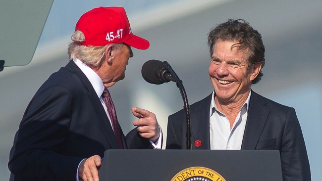 Actor Dennis Quaid joins Trump on stage at Texas campaign rally event