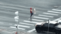 Fire-juggling unicyclist stops Colorado traffic at busy intersection